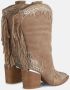 Alma en Pena Fringed Blokhak Laars Beige Dames - Thumbnail 3