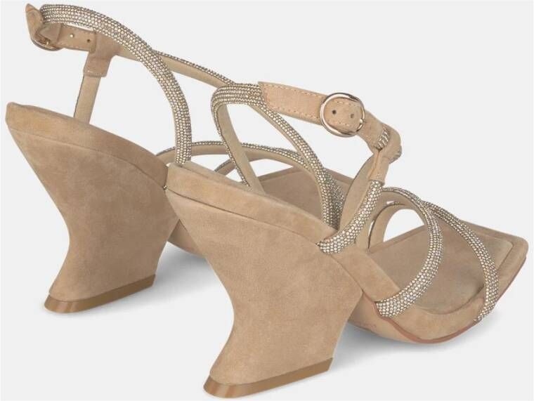 Alma en Pena Gebogen Hakbanden Sandaal Beige Dames