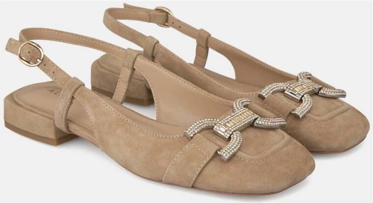 Alma en Pena Gesp Rhinestone Platte Schoen Beige Dames