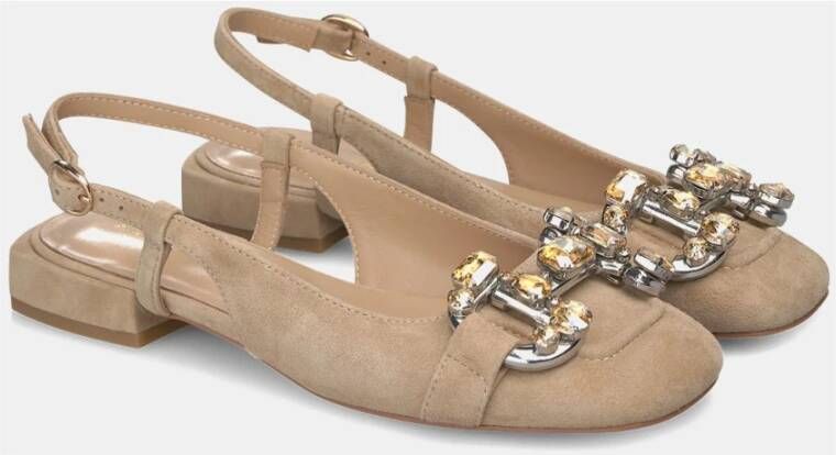 Alma en Pena Gesp Rhinestone Platte Schoen Beige Dames