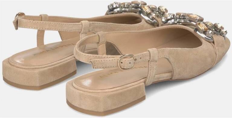 Alma en Pena Gesp Rhinestone Platte Schoen Beige Dames