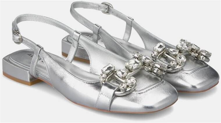 Alma en Pena Gesp Rhinestone Platte Schoen Gray Dames