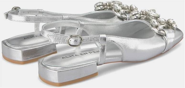 Alma en Pena Gesp Rhinestone Platte Schoen Gray Dames