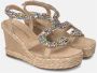 Alma en Pena Glitter Sleehak Sandaal met Vlechtdetail Beige Dames - Thumbnail 64