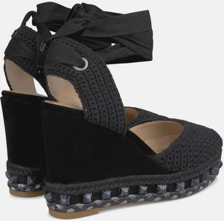 Alma en Pena Gevlochten Leren Sleehak Sandalen Black Dames