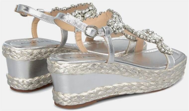 Alma en Pena Gevlochten Rhinestone Sleehak Sandaal Gray Dames