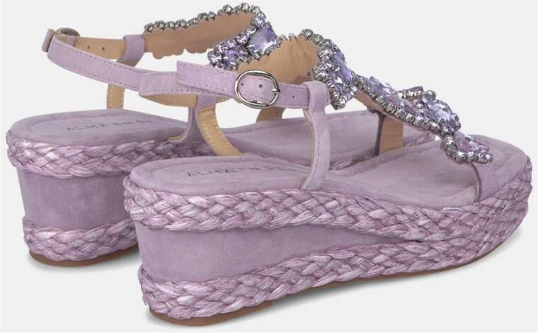 Alma en Pena Gevlochten Rhinestone Sleehak Sandaal Purple Dames