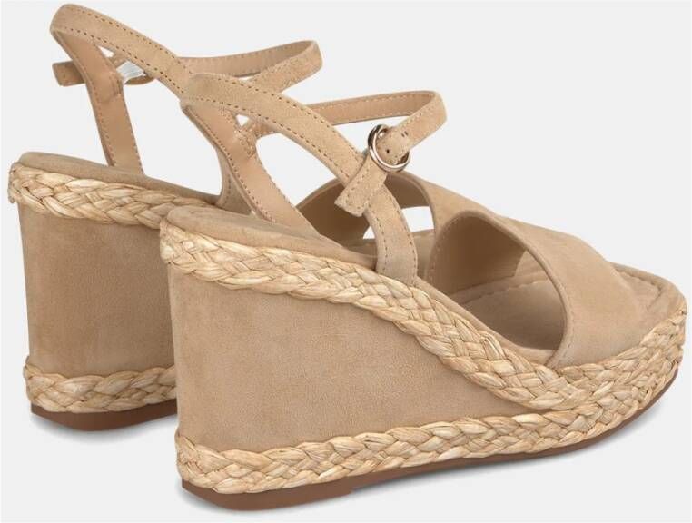 Alma en Pena Gevlochten Sleehak Sandaal Beige Dames