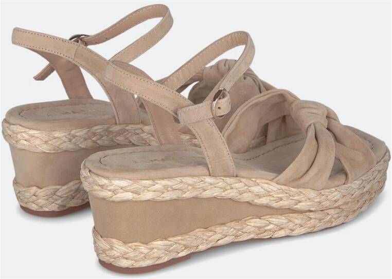 Alma en Pena Gevlochten Sleehak Sandaal Beige Dames