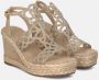 Alma en Pena Gevlochten sleehak sandaal met strass detail Beige Dames - Thumbnail 2