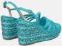 Alma en Pena Gevlochten Sleehak Sandaal met Strass Detail Blue Dames - Thumbnail 3