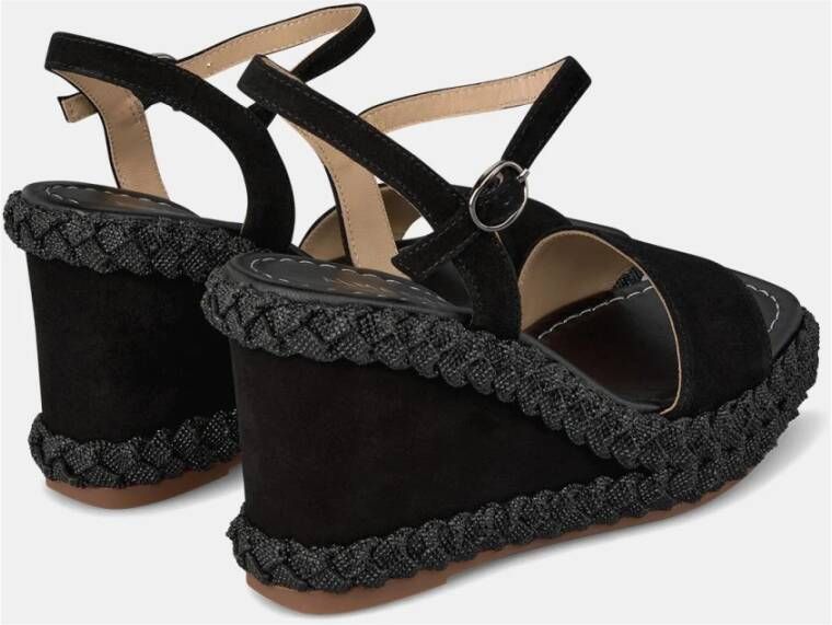 Alma en Pena Gevlochten Wedge Heel Sandaal Black Dames