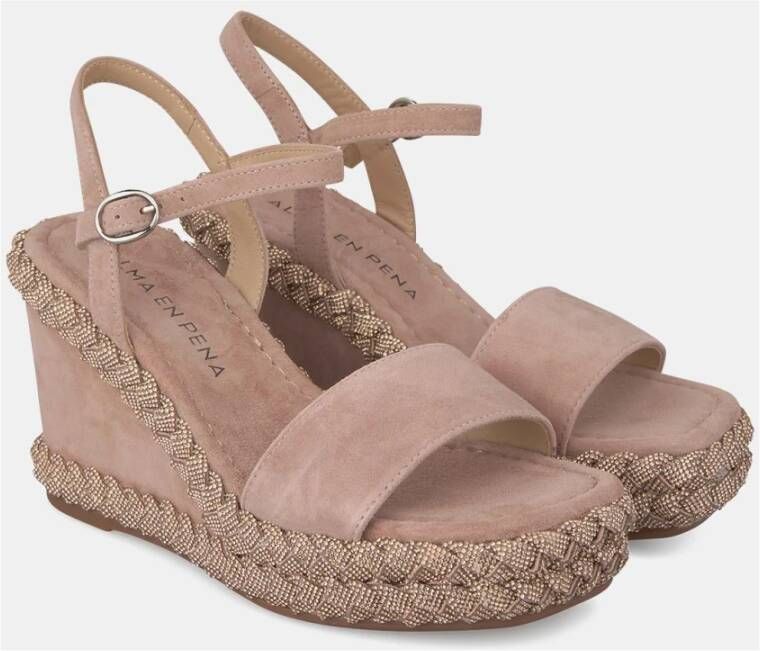 Alma en Pena Gevlochten Wedge Heel Sandal Pink Dames