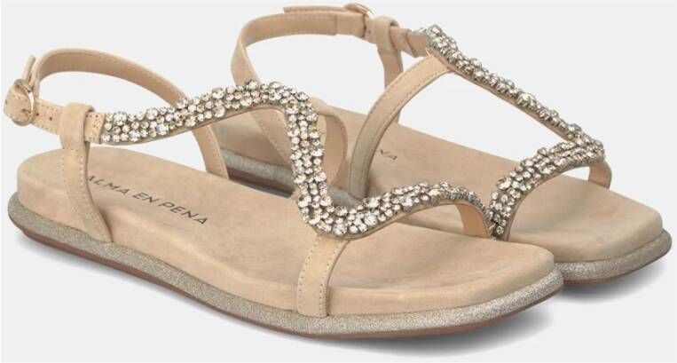 Alma en Pena Glanzende band sandaal Beige Dames