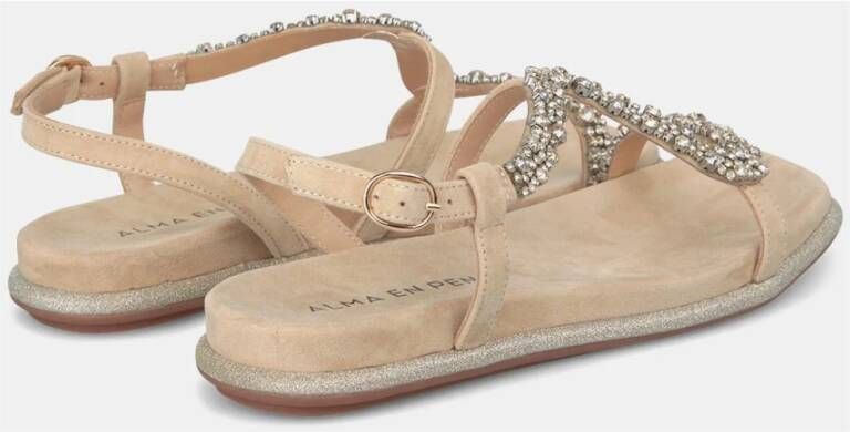 Alma en Pena Glanzende band sandaal Beige Dames