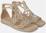 Alma en Pena Glanzende Bandjes Platte Sandaal Beige Dames - Thumbnail 2