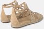 Alma en Pena Glanzende Bandjes Platte Sandaal Beige Dames - Thumbnail 3