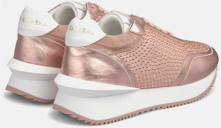 Alma en Pena Glanzende leren platform sneakers Pink Dames