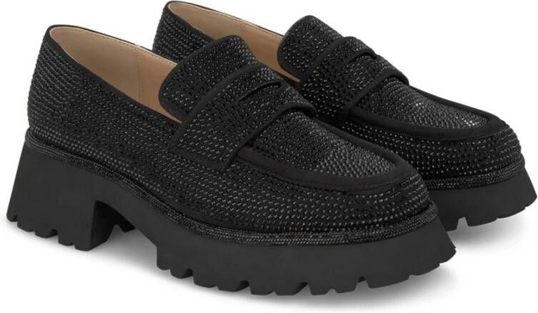 Alma en Pena Glanzende loafer met plateauzool Black Dames