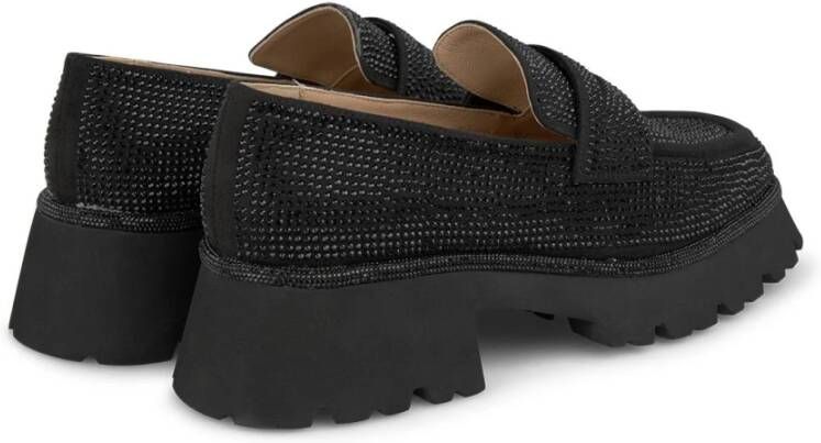 Alma en Pena Glanzende loafer met plateauzool Black Dames