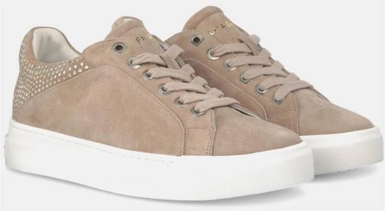 Alma en Pena Glinsterende Leren Sneakers Beige Dames