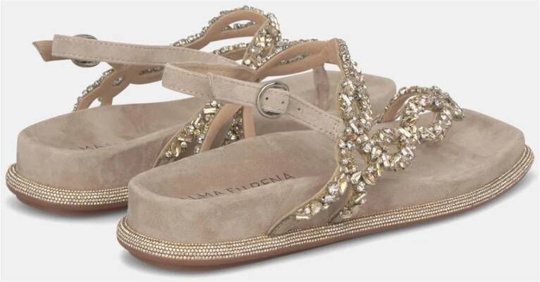 Alma en Pena Glinsterende platte damessandaal Beige Dames