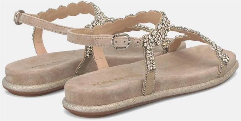 Alma en Pena Glinsterende platte sandaal Beige Dames