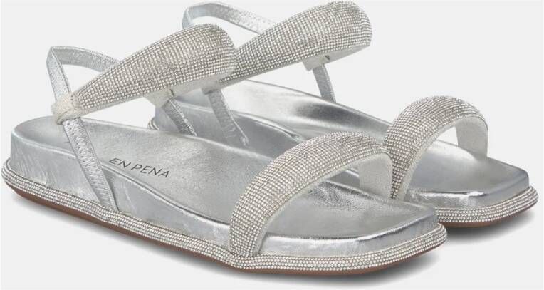 Alma en Pena Glinsterende platte sandaal Gray Dames