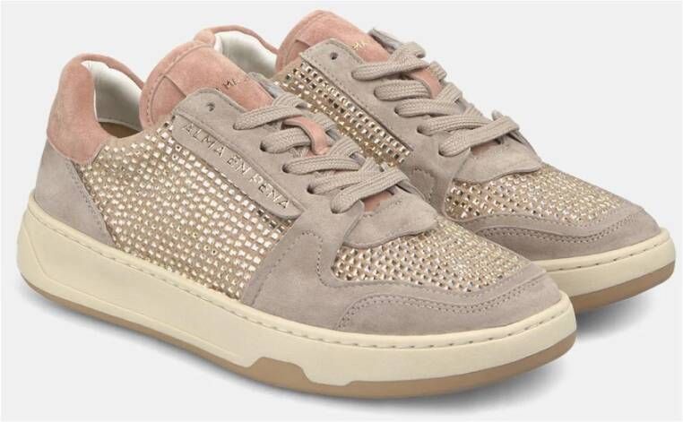 Alma en Pena Glinsterende Sneakers Beige Dames