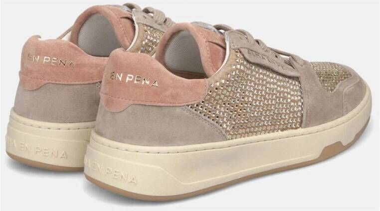 Alma en Pena Glinsterende Sneakers Beige Dames