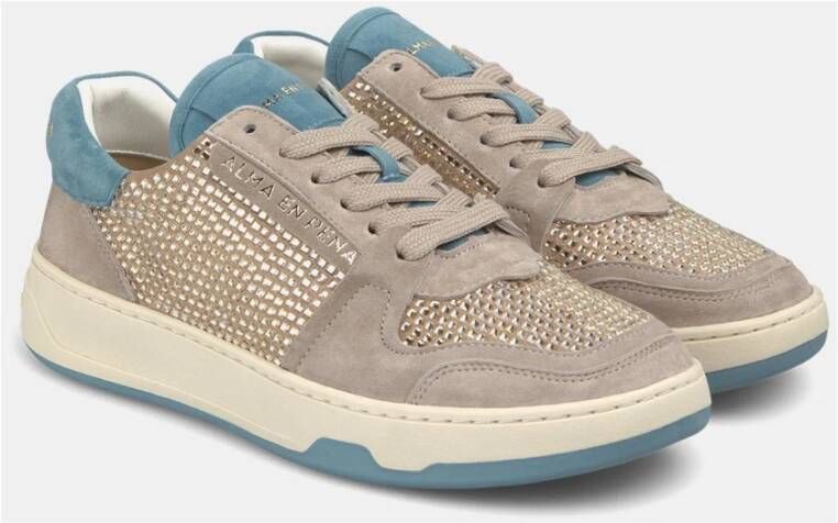 Alma en Pena Glinsterende Sneakers Beige Dames