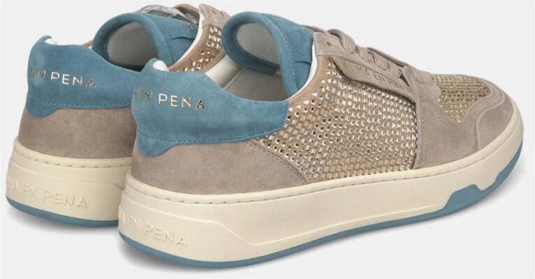 Alma en Pena Glinsterende Sneakers Beige Dames