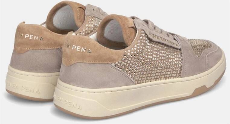 Alma en Pena Glinsterende Sneakers Beige Dames