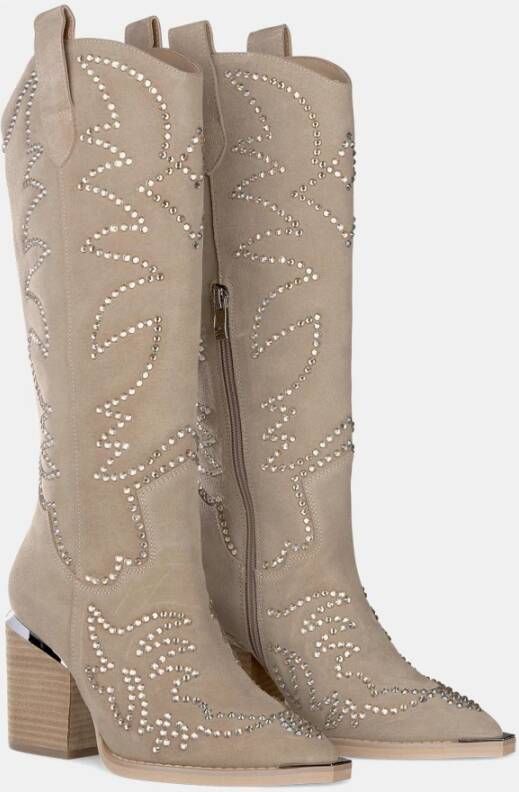 Alma en Pena Glitter Cowboy Boot met Hak Brown Dames