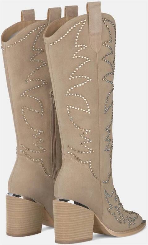 Alma en Pena Glitter Cowboy Boot met Hak Brown Dames