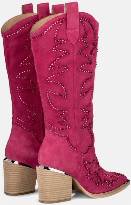 Alma en Pena Glitter Cowboy Boot met hak Pink Dames