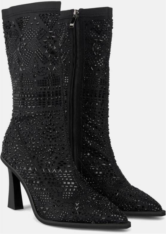 Alma en Pena Glitter enkellaarsje met stilettohak Black Dames