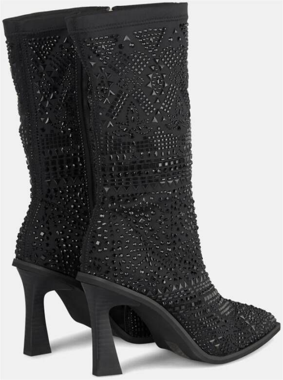 Alma en Pena Glitter enkellaarsje met stilettohak Black Dames