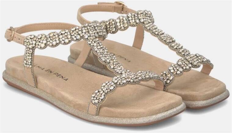 Alma en Pena Glitter Flat Sandal Beige Dames