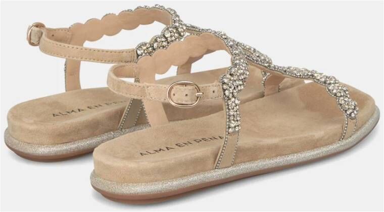 Alma en Pena Glitter Flat Sandal Beige Dames