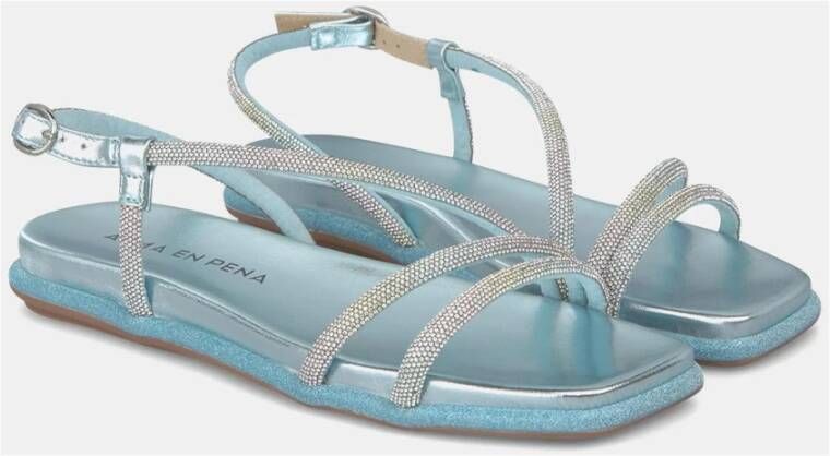 Alma en Pena Glitter Flat Sandal Blue Dames