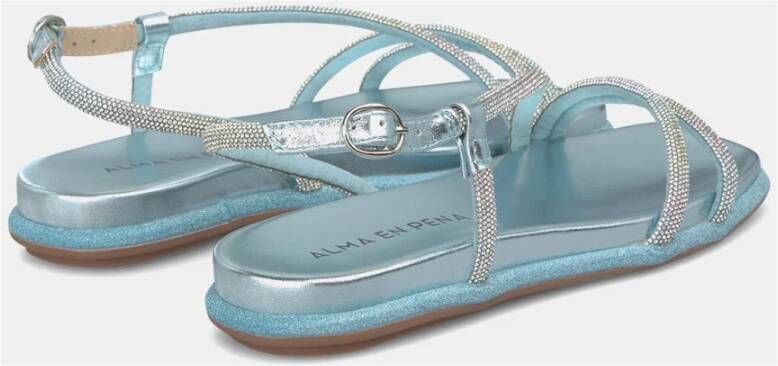 Alma en Pena Glitter Flat Sandal Blue Dames