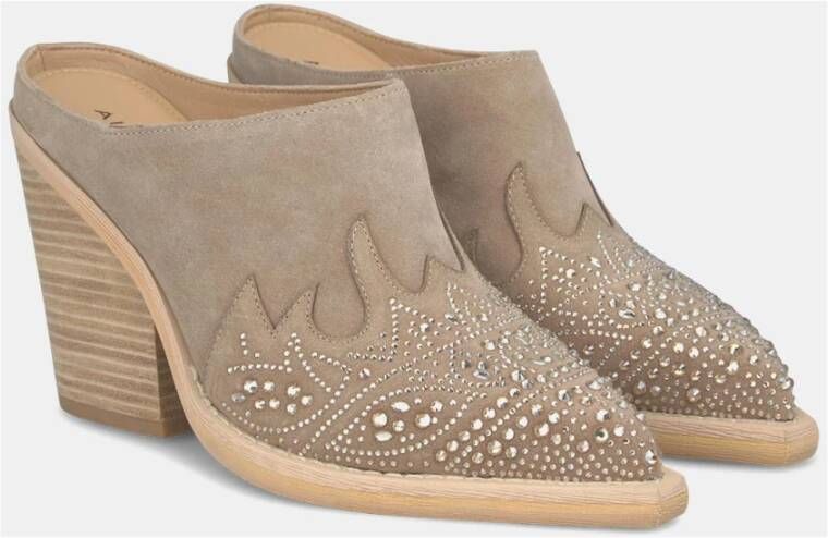 Alma en Pena Glitter hoge klomp Beige Dames