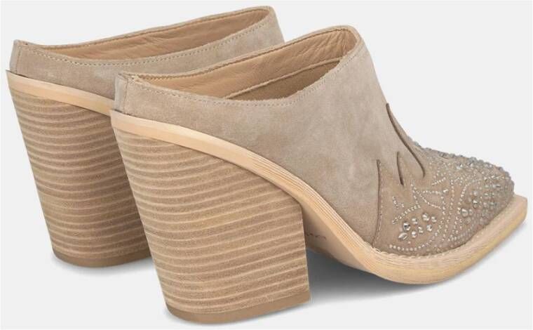 Alma en Pena Glitter hoge klomp Beige Dames