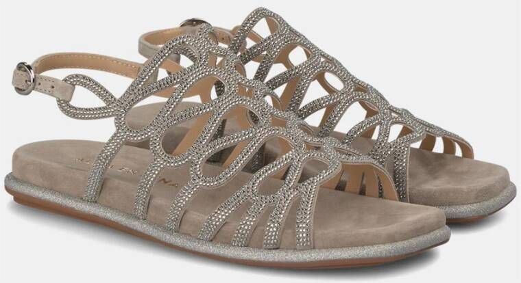 Alma en Pena Glitter Interlaced Platte Sandaal Gray Dames