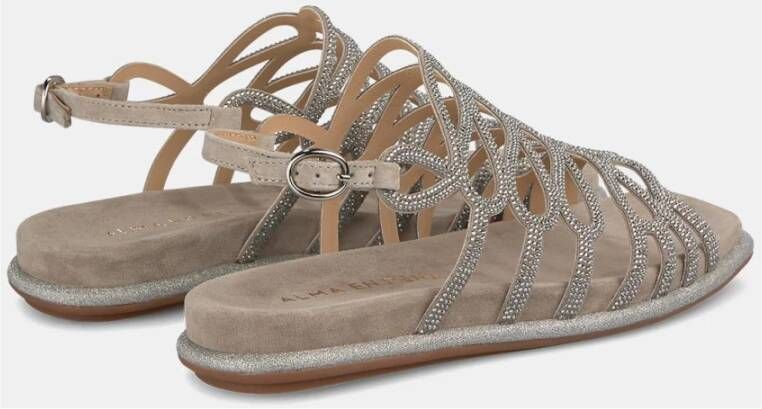 Alma en Pena Glitter Interlaced Platte Sandaal Gray Dames