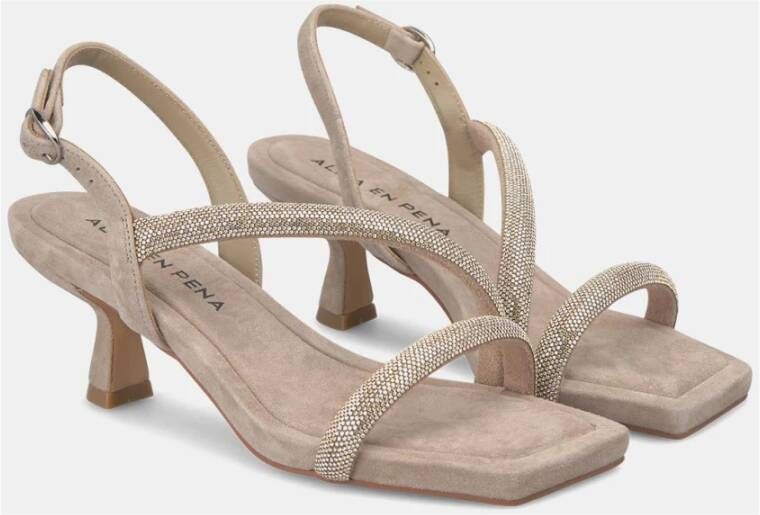 Alma en Pena Glitter lage hak sandaal Beige Dames