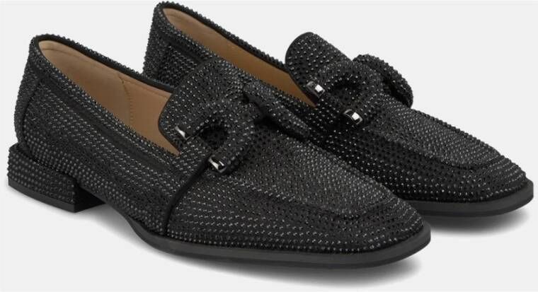 Alma en Pena Glitter Moccasin met Square Toe Black Dames