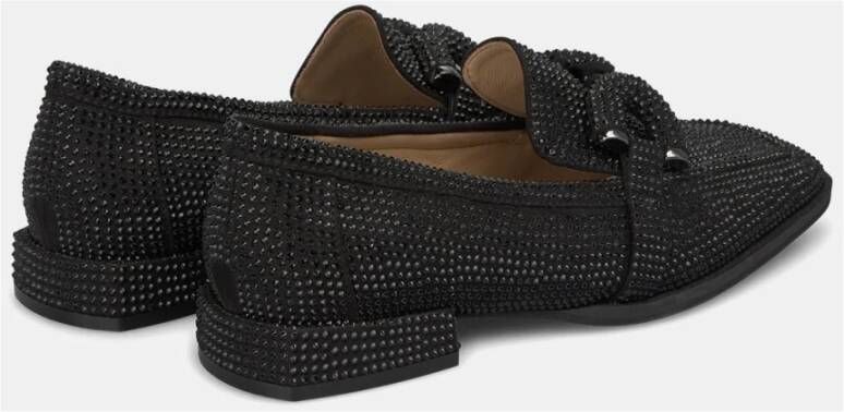 Alma en Pena Glitter Moccasin met Square Toe Black Dames