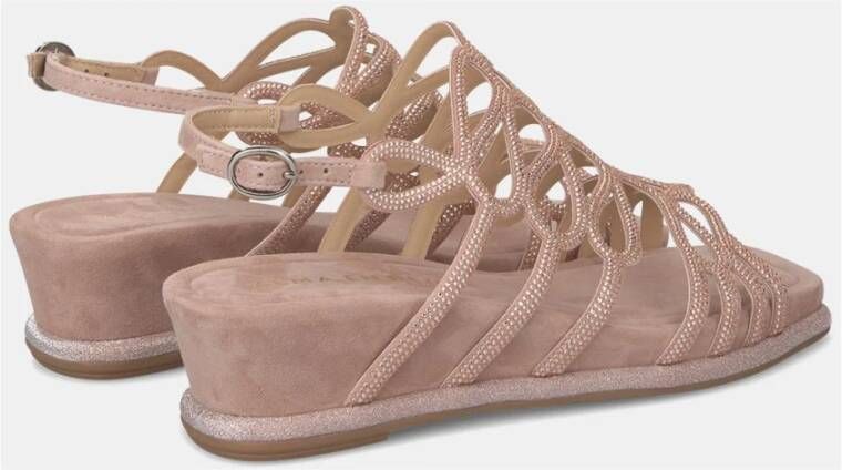 Alma en Pena Glitter Plateau Sandaal Sleehak Pink Dames